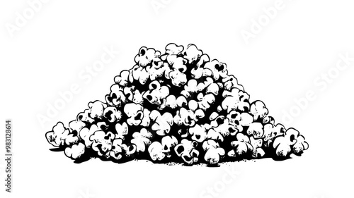 Pile of flavored popcorn with a uniform, coated appearance, food vector graphic