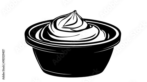 Mousse in a round dish with a smooth surface, no additional elements, food illustration vector