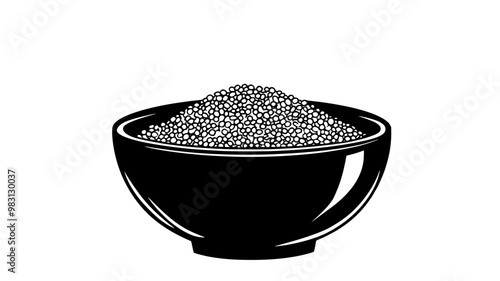 Quinoa portion served in a deep ceramic bowl with visible ingredients and simple garnish, food vector graphic