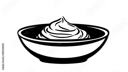 Portion of spread in a shallow dish, with no additional features, food illustration vector