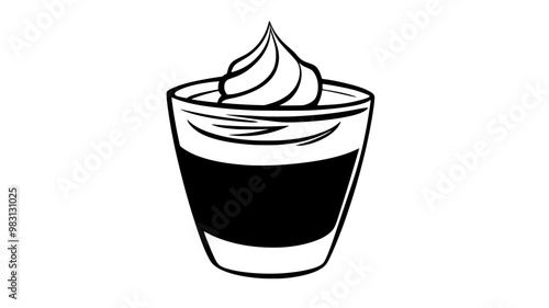 Single portion of mousse in a clear glass, with no visible toppings or decorations, food illustration vector
