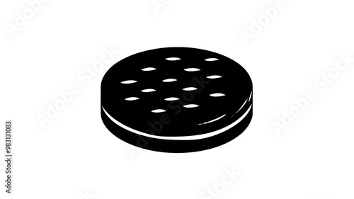Single shortbread cookie on a napkin next to a glass on a kitchen counter, vector illustration art, food vector illustration