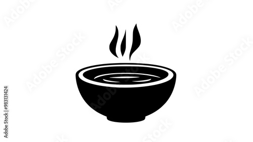 Steaming soup in a bowl with ingredients near the surface, food vector illustration