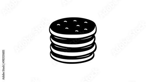Stack of shortbread cookies placed on a flat surface, food illustration vector