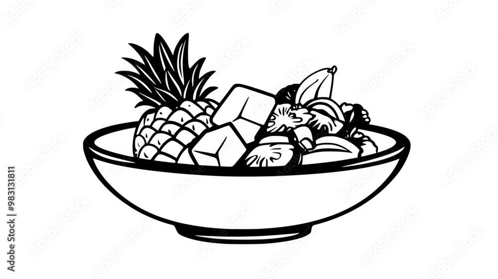 Sweet and sour chicken served with chunks of pineapple and bell peppers, food vector illustration Sweet and sour chicken served with chunks of pineapple and bell peppers, food vector illustration