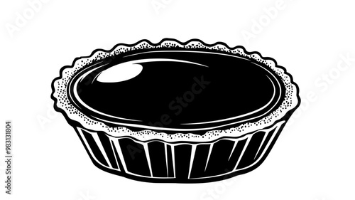 Tart with firm base, filled with lemon mixture, topped with a thin glaze, food vector graphic