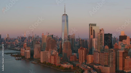 Aerial view of downtown Manhattan in New York City