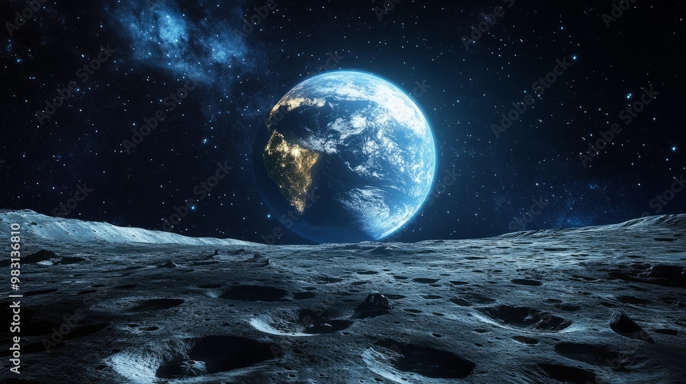 Stunning View of Earth from the Lunar Surface Stunning View of Earth from the Lunar Surface