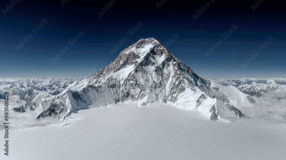 Obraz premium Majestic Winter Mountain Peaks A Stunning Snow-Covered Landscape, Showcasing the Beauty of Nature's Towering Giants A Serene View of Snow-Capped Summits in Winter's Embrace
