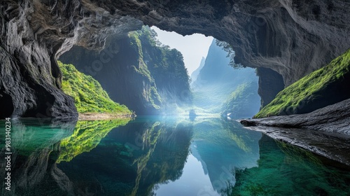 Tranquil Reflection in a Mountain Cave photo