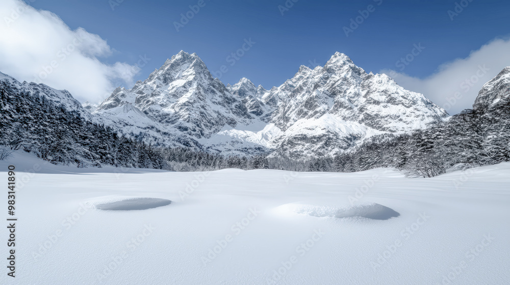 Majestic Winter Mountain Peaks A Stunning Snow-Covered Landscape, Showcasing the Beauty of Nature's Towering Giants A Serene View of Snow-Capped Summits in Winter's Embrace Majestic Winter Mountain Peaks A Stunning Snow-Covered Landscape, Showcasing the Beauty of Nature's Towering Giants A Serene View of Snow-Capped Summits in Winter's Embrace