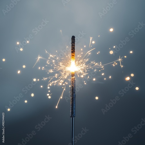 Bright Sparkler Illuminates Moody Blue Background