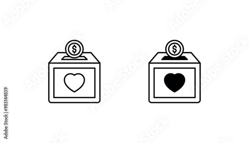 Charity Box icon design with white background stock illustration