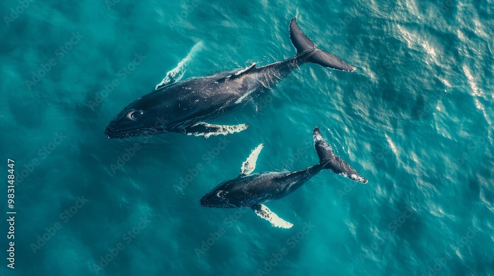 Obraz premium killer whales swimming in the ocean view from above