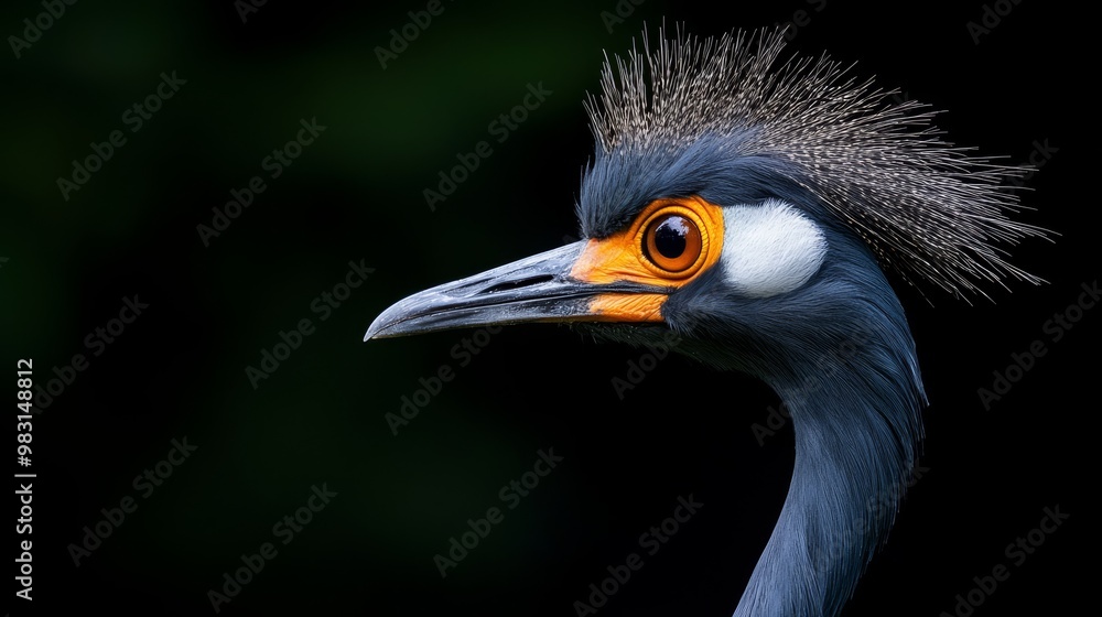orange and white eyes against a black backdrop Background includes trees orange and white eyes against a black backdrop Background includes trees