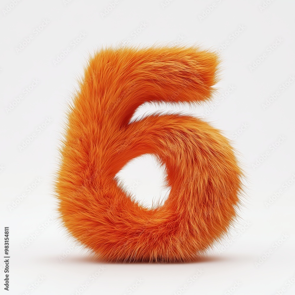3D number 5 with orange fur texture realistic modern design, soft lighting, white background. 3D number 5 with orange fur texture realistic modern design, soft lighting, white background.
