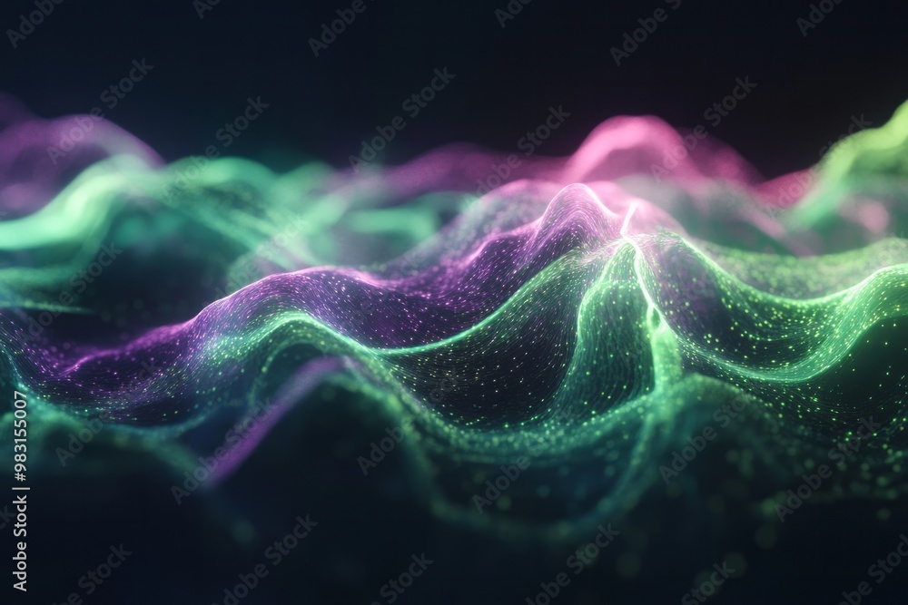 Fototapeta premium Vibrant Abstract Waves in Green and Pink