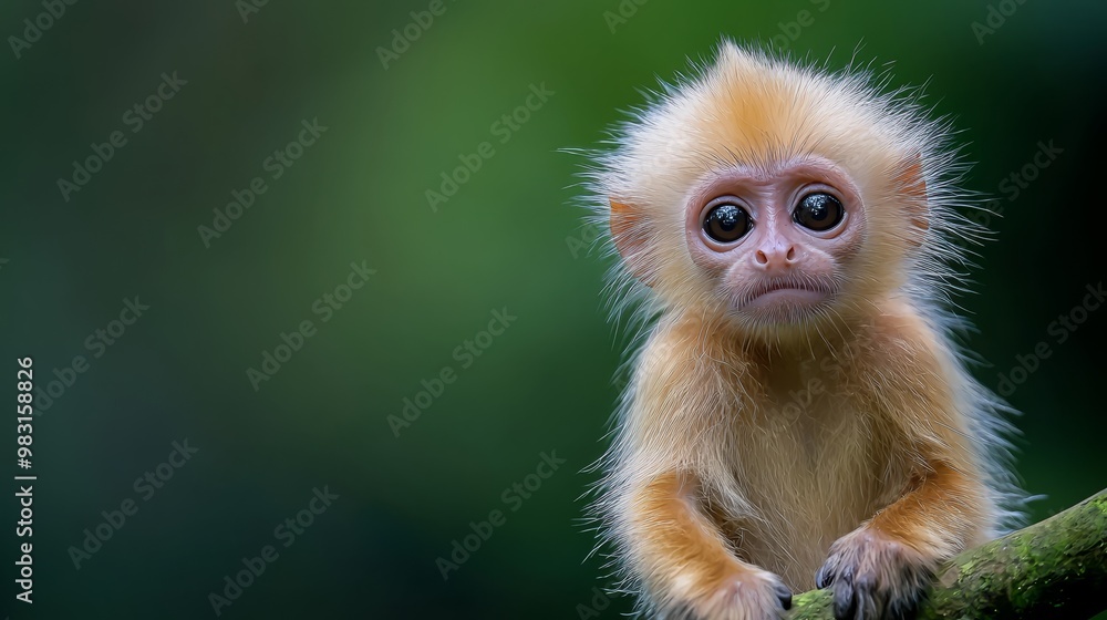  A tight shot of a monkey on a tree branch against a softly blurred background