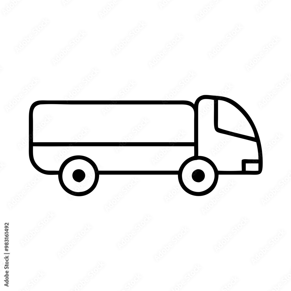 Truck line art, minimalistic style, black and white, cargo transport icon Truck line art, minimalistic style, black and white, cargo transport icon