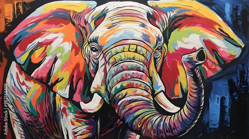 Colorful Abstract Elephant Pnting