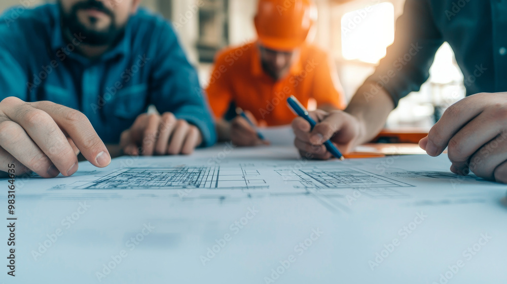 © Vertigo Images - Close-up of hands reviewing blueprints. © Vertigo Images - Close-up of hands reviewing blueprints.