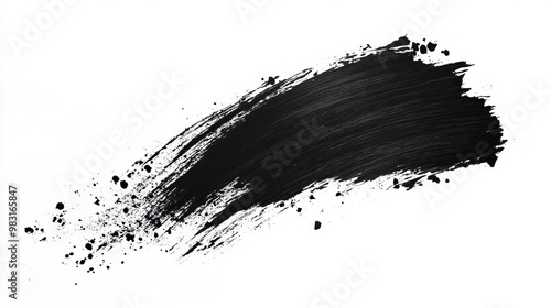 Black brush stroke on white background for design and graphics.