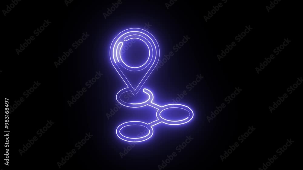 Glowing Neon Map Pointer Icon Isolated on Black Background - HD Motion Graphics Animation for Navigation and Location Tracking in Digital Interfaces Glowing Neon Map Pointer Icon Isolated on Black Background - HD Motion Graphics Animation for Navigation and Location Tracking in Digital Interfaces