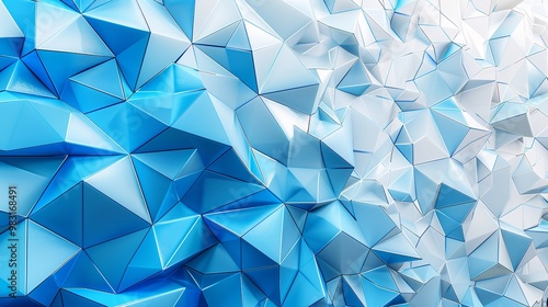 An abstract background of blue, geometric shapes.