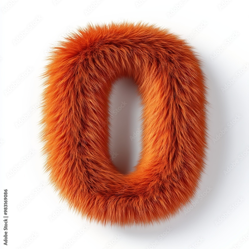 3D number 0 with orange fur texture realistic modern design, soft lighting, white background. 3D number 0 with orange fur texture realistic modern design, soft lighting, white background.
