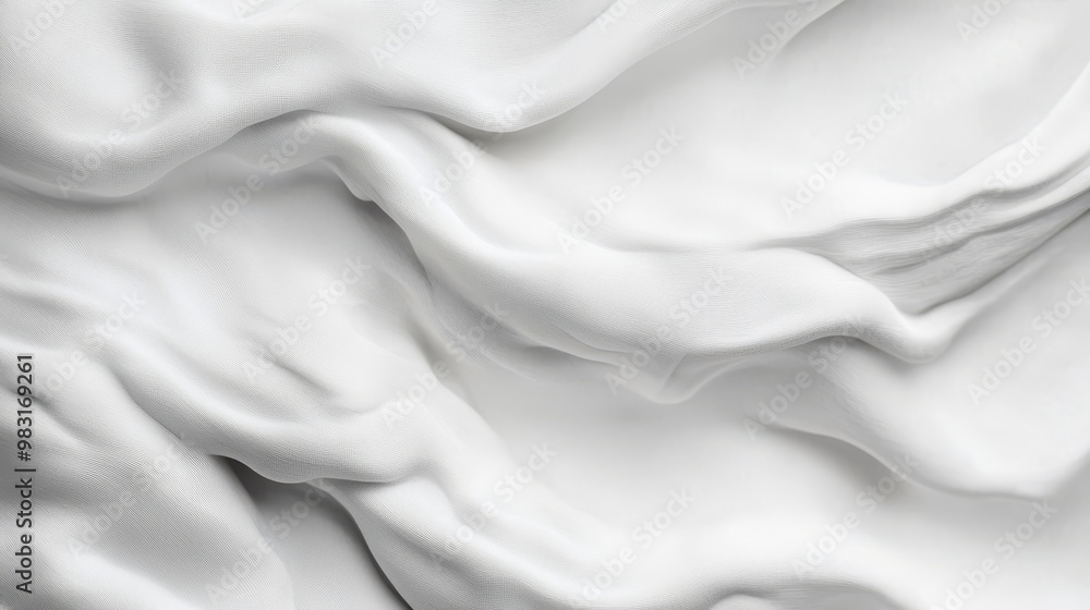A close-up of a white fabric with a wavy texture Textured with white fabric A close-up of a white fabric with a wavy texture Textured with white fabric