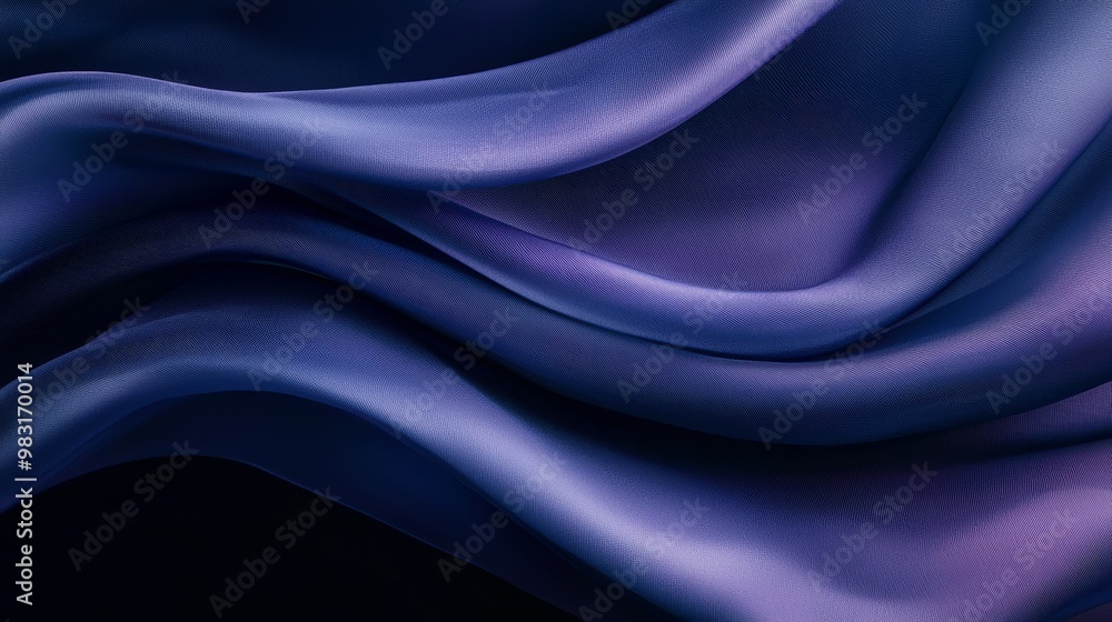A tight shot of purple fabric, showcasing a wavy pattern at its bottom edge against a black backdrop A tight shot of purple fabric, showcasing a wavy pattern at its bottom edge against a black backdrop