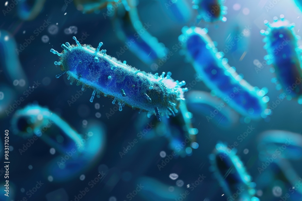 A bunch of red bacteria are floating in the air, generative ai image A bunch of red bacteria are floating in the air, generative ai image