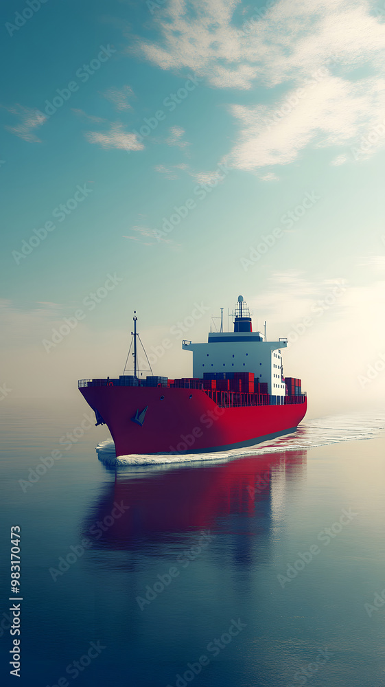 A 3D rendering cargo ship sailing on the sea, filled with containers, clean background A 3D rendering cargo ship sailing on the sea, filled with containers, clean background