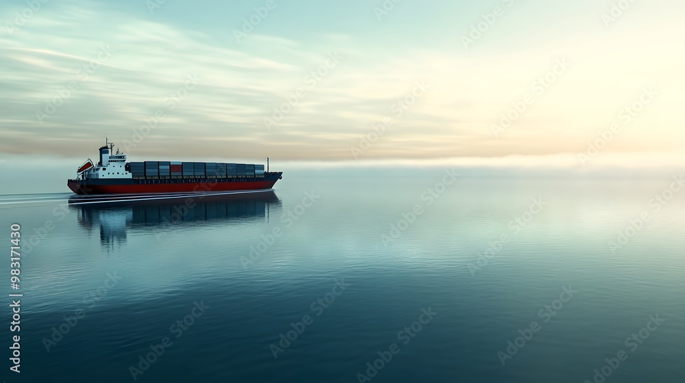 Naklejka premium A 3D rendering cargo ship sailing on the sea, filled with containers, clean background