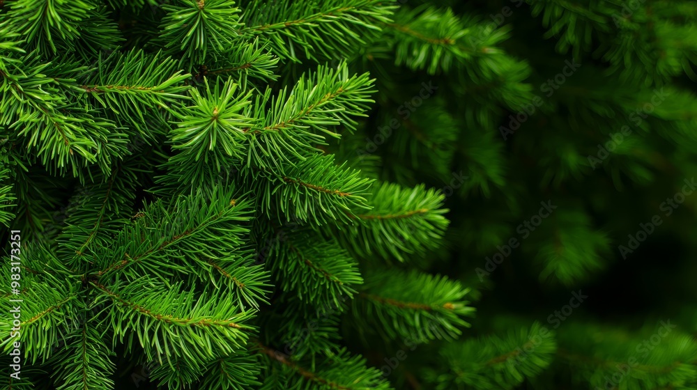 A tight shot of a pine tree branch against a softly blurred backdrop of its own needles A tight shot of a pine tree branch against a softly blurred backdrop of its own needles