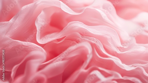  A detailed shot of a pink fabric featuring copious ruffles at its base