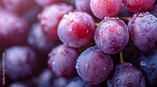 Wallpaper Mural  A tight shot of a cluster of grapes, adorned with dewdrops at their base and summit Torontodigital.ca