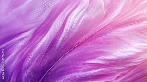  A tight shot of a purple and pink feather backdrop The feathers are softly blurred around a central point where gentle light emanates