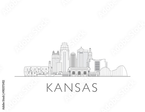 Kansas city skyline cityscape vector illustration