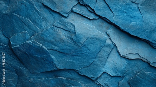 Wallpaper Mural  Close-up of textured rock wall with blue patterned surface, featuring a distinct central crack Torontodigital.ca
