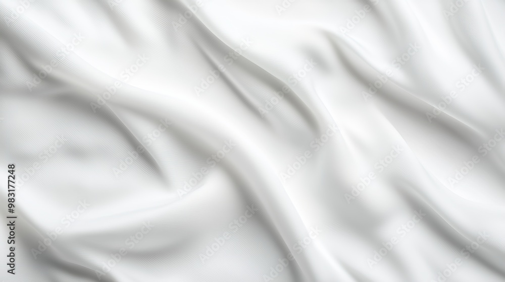 A tight shot of a white fabric, displaying a smooth, undulating, pleated design at its core A tight shot of a white fabric, displaying a smooth, undulating, pleated design at its core