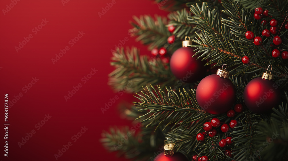 red christmas decoration background with ornaments on a christmas tree red christmas decoration background with ornaments on a christmas tree