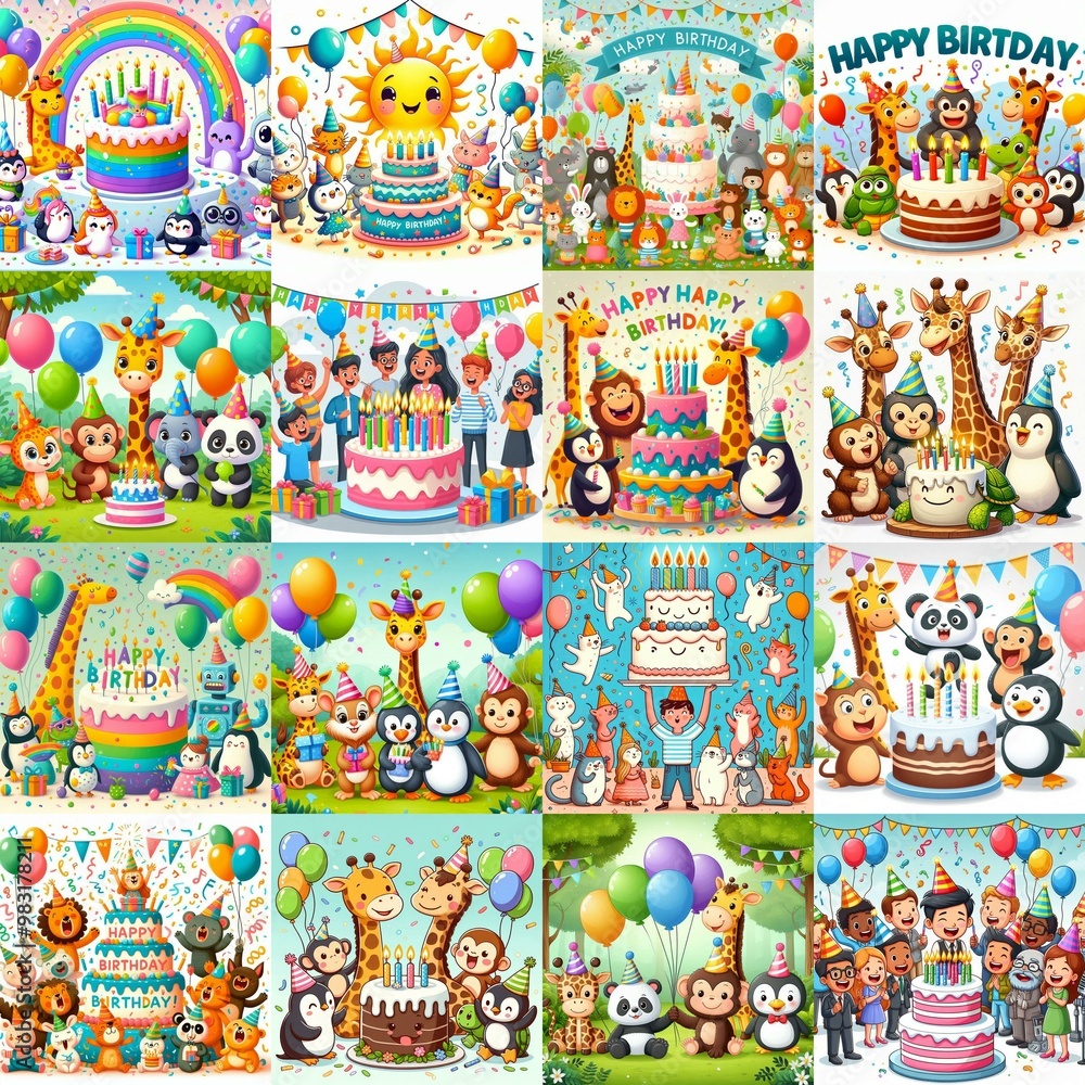 Happy birthday cartoon. AI generated illustration Happy birthday cartoon. AI generated illustration
