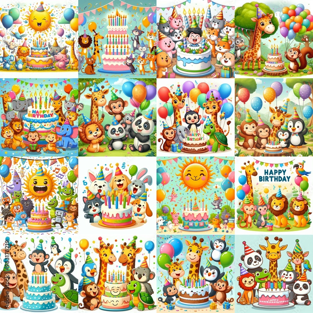 Happy birthday cartoon. AI generated illustration Happy birthday cartoon. AI generated illustration