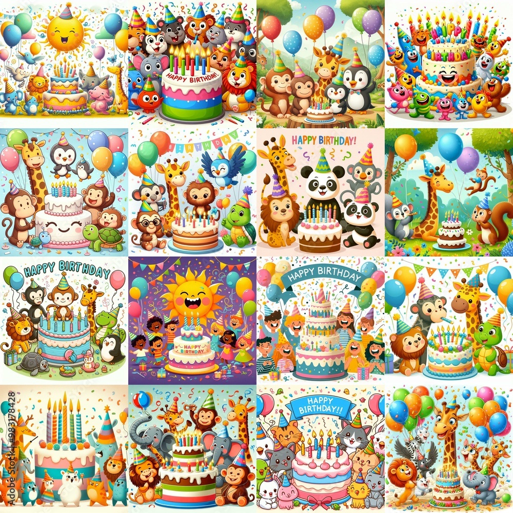 Happy birthday cartoon. AI generated illustration Happy birthday cartoon. AI generated illustration