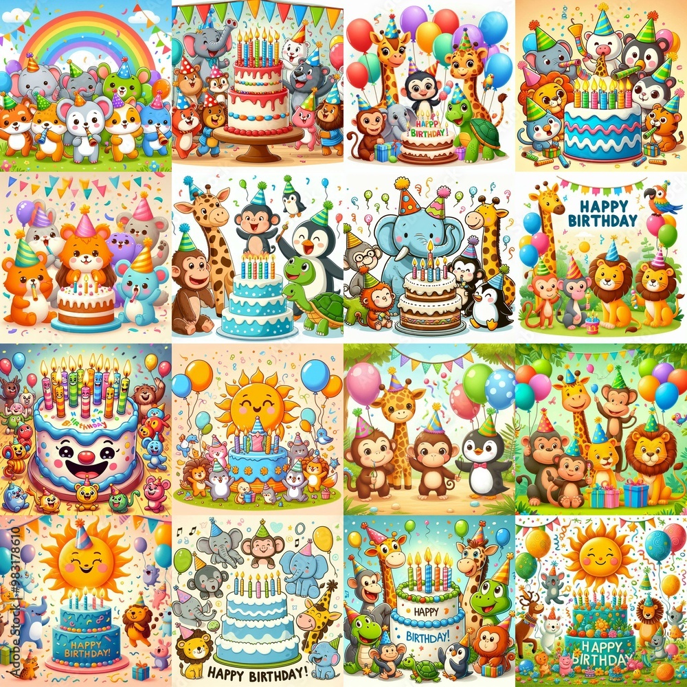 Happy birthday cartoon. AI generated illustration Happy birthday cartoon. AI generated illustration