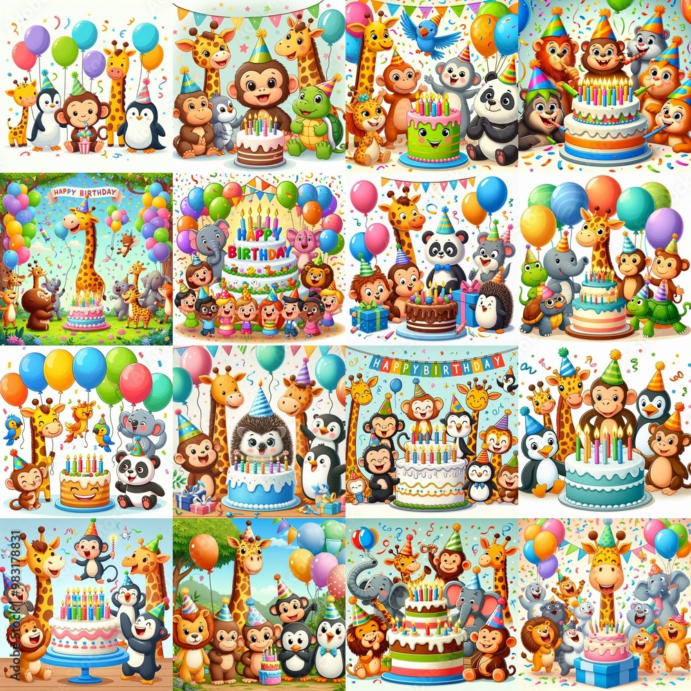 Happy birthday cartoon. AI generated illustration Happy birthday cartoon. AI generated illustration