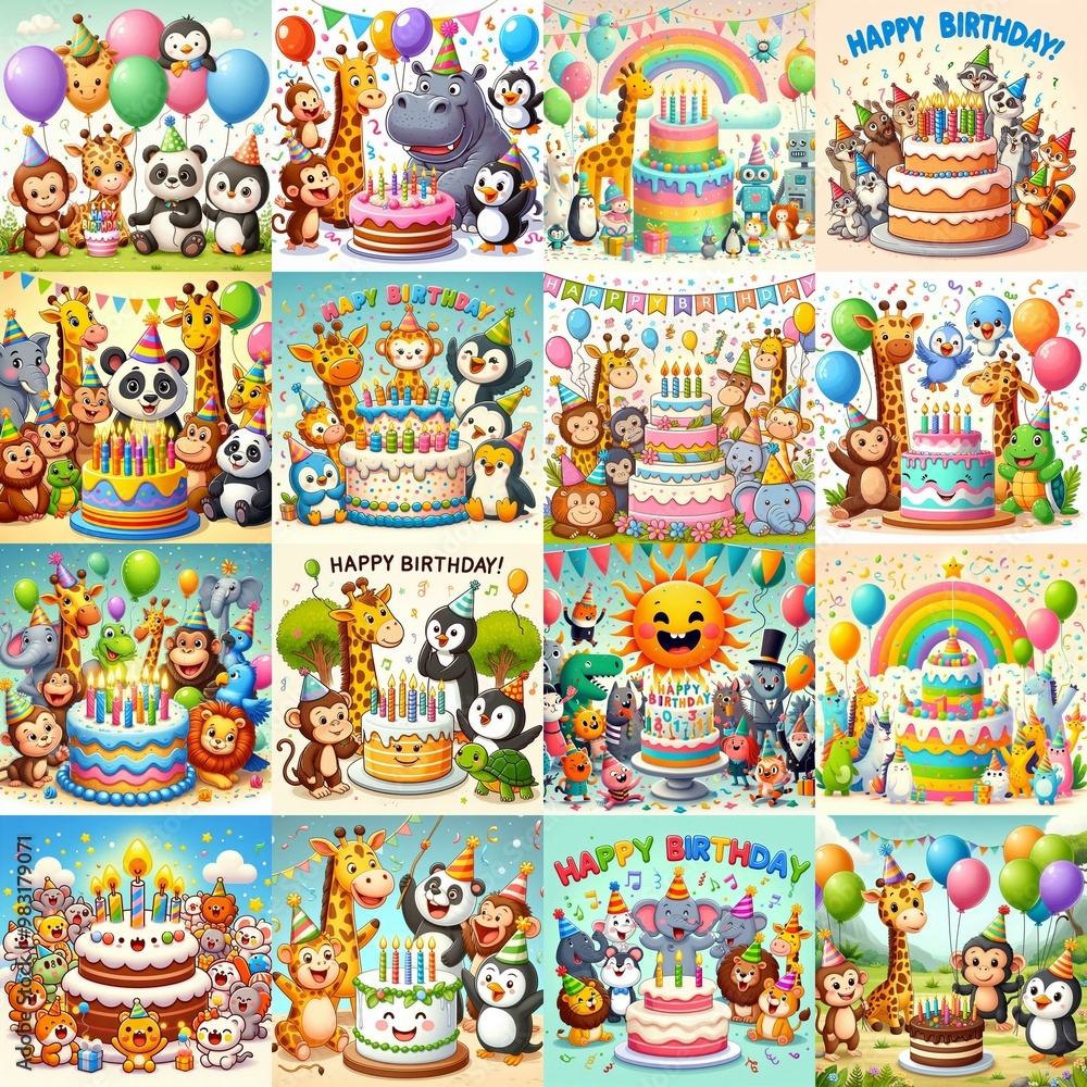 Happy birthday cartoon. AI generated illustration Happy birthday cartoon. AI generated illustration