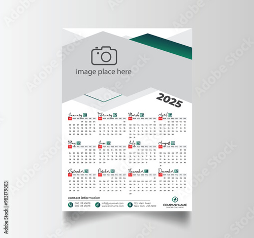 Vector Layout Of A Wall Or Desk Simple Calendar 