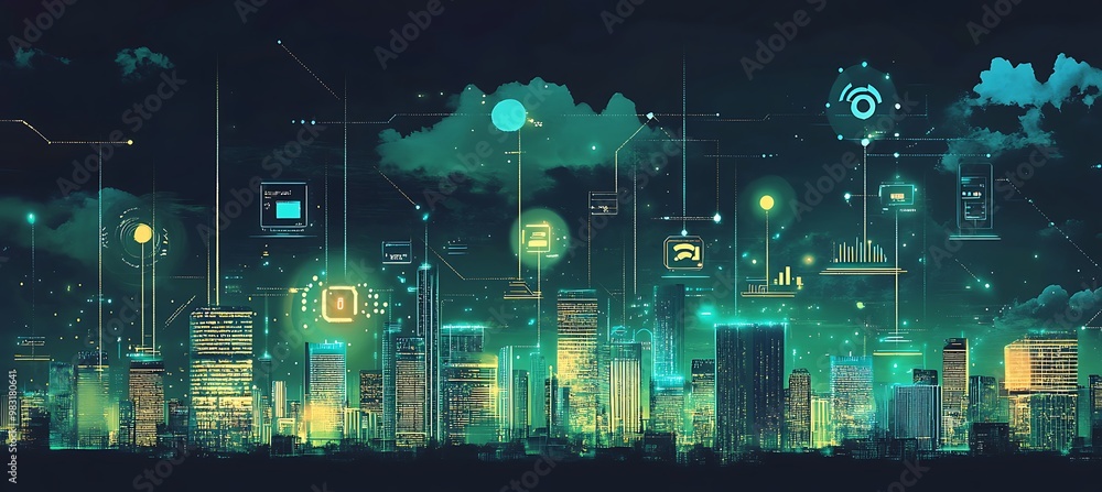 A futuristic world with AI-driven urban agriculture and digital farms A futuristic world with AI-driven urban agriculture and digital farms